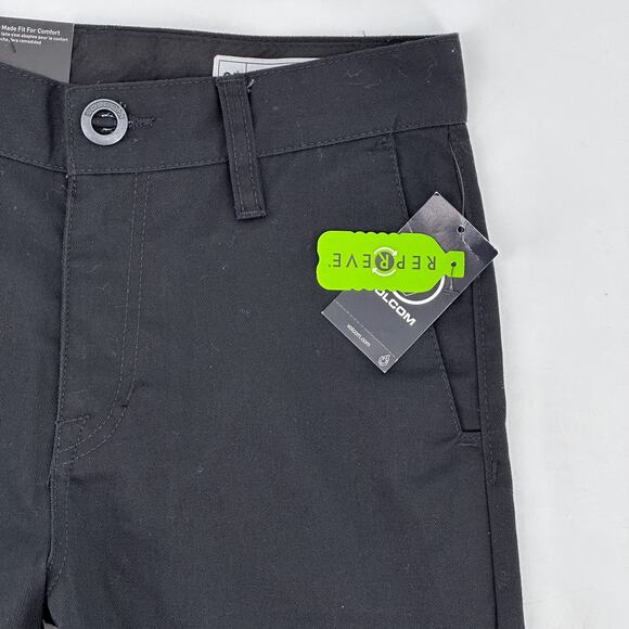 Volcom Frickin Solid Black Chino Shorts Boys Size 10 Medium 25 7" Inseam - Picture 2 of 7